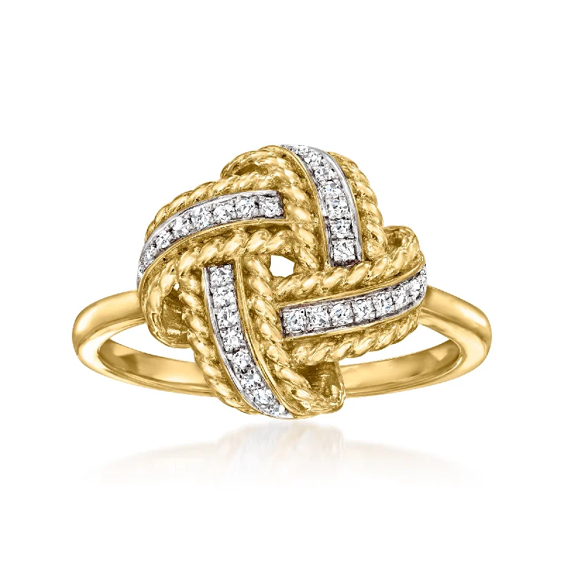 Rings with carved turquoise for artistic flair -Ross-Simons Diamond Love Knot Ring in 18kt Gold Over Sterling