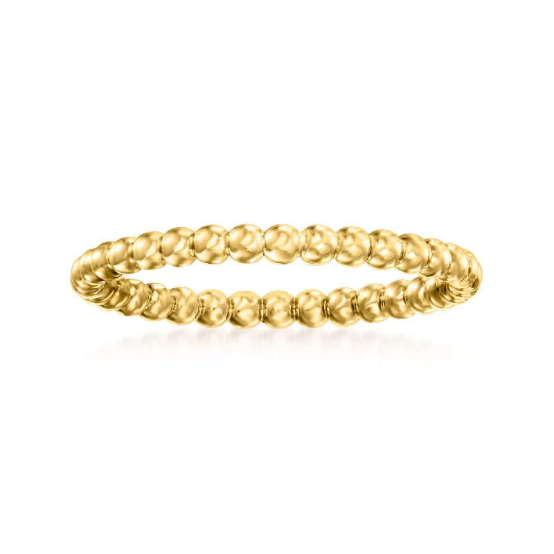 Rings with adjustable bands for perfect fit -Ross-Simons Italian 14kt Yellow Gold Beaded Ring