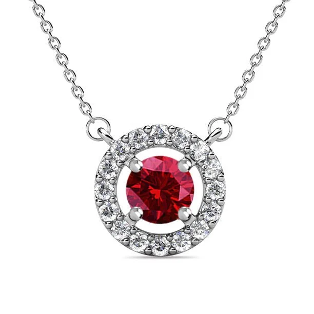 Best necklaces and pendants with matching earrings for a coordinated, elegant look-Royal 18k White Gold Plated Birthstone Halo Necklace with Round Cut Swarovski Crystals