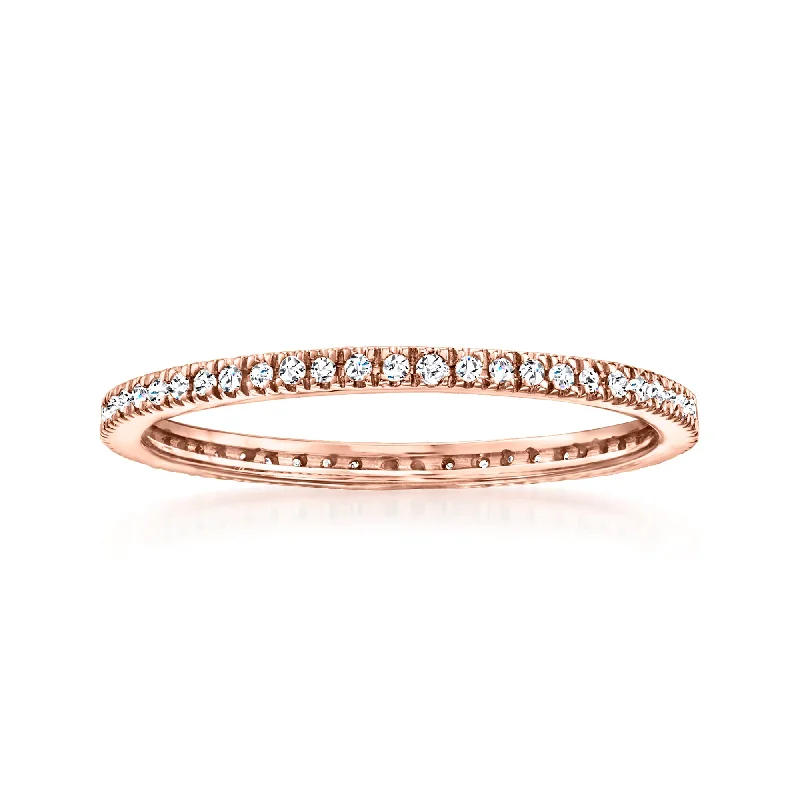 Handcrafted rings with raw emerald rough stones -RS Pure by Ross-Simons Diamond Eternity Band in 14kt Rose Gold