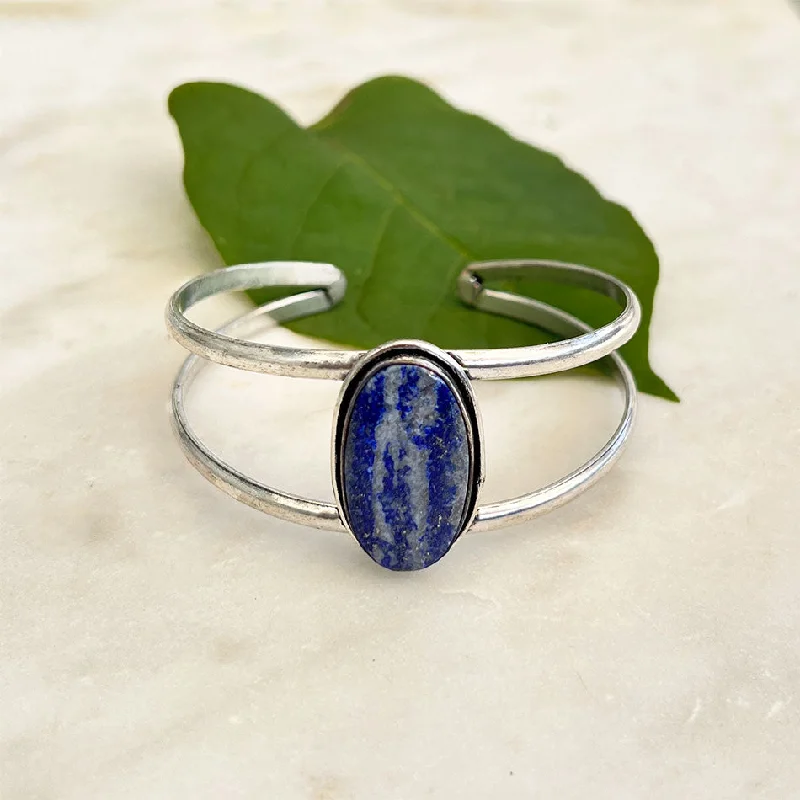 Best necklaces and pendants with heart-shaped designs for a romantic look-Semi-Precious Stone Cuff - Lapis, India