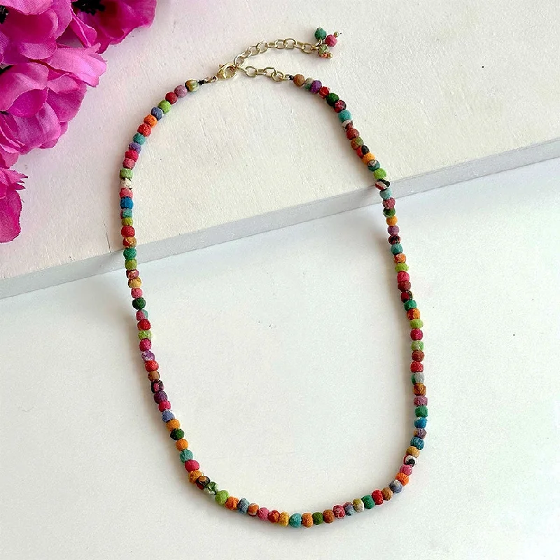 Necklaces and pendants with ocean-inspired designs for a refreshing, beachy feel-Simple and Classic Recycled Sari Necklace, India