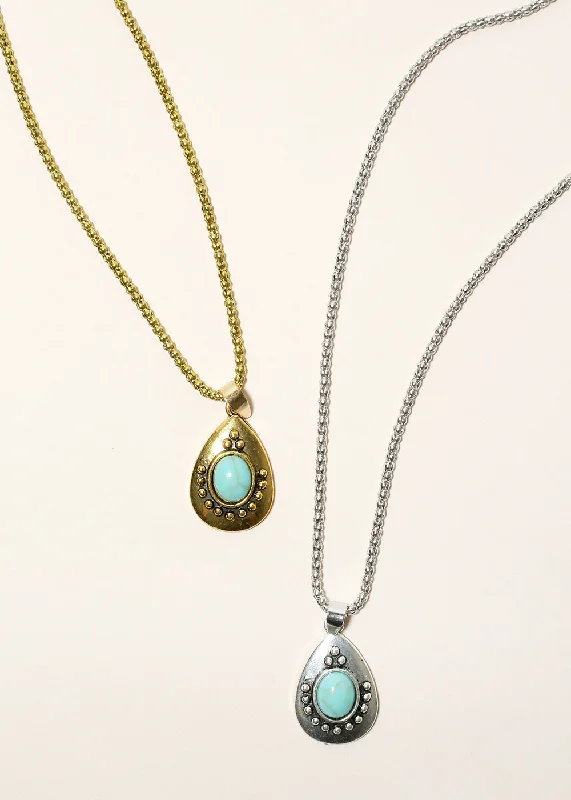 Necklaces and pendants with celestial starburst designs for a radiant look-Teardrop Turquoise Necklace