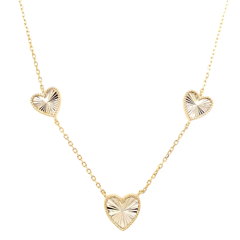 Necklaces and pendants with crescent moon designs for a celestial and mystical feel-Three Reflective Heart Design Necklace