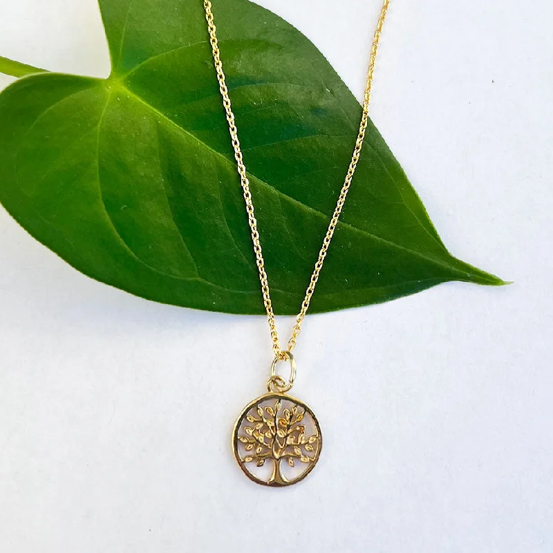 Necklaces and pendants with crescent moon designs for a celestial and mystical feel-Tree of Life Necklace - Brass, Indonesia de