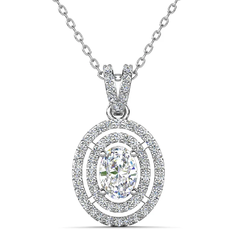 Best necklaces and pendants with sterling silver for an affordable yet stylish choice-Zelda 18k White Gold Plated Crystal Pendant Necklace with Simulated Diamond Crystals