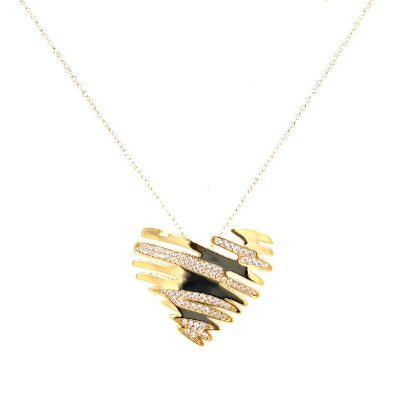 Necklaces and pendants with geometric pendants for a clean, contemporary design-Zig Zag Heart Necklace